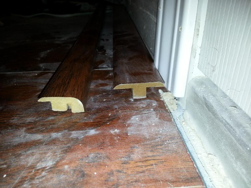 Laminate Flooring Exterior Door Threshold Install threshold to exterior door.